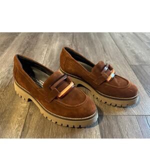 Softwaves Vanna Suede Platform Loafers in Cognac Size 39/ US 8.5